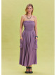 Strapless Chest Pocket Detailed Lilac Flared Dress 4460